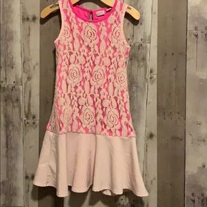 Ted Baker Sleeveless Pink Lace Skater Dress size 8